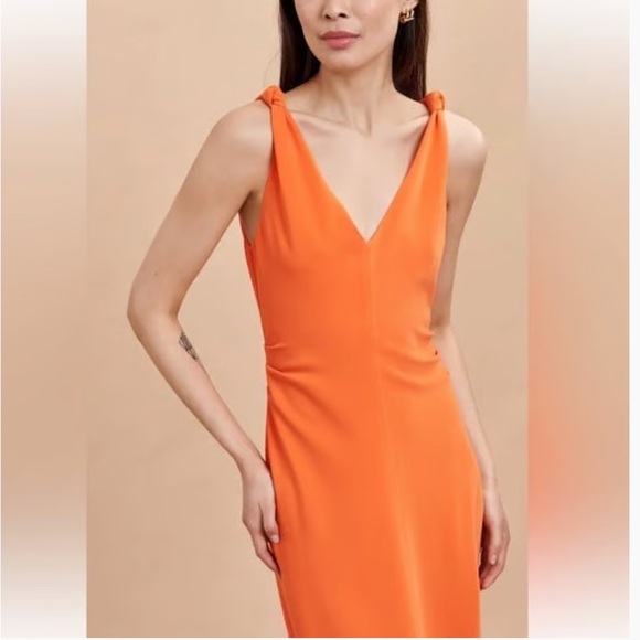 NWT La Ligne Sleeveless V-Neck Midi Dress in Bright Orange – Size 4 - Picture 1 of 7